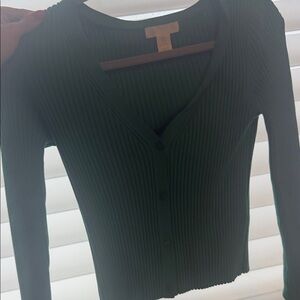 H&M Dark Green Ribbed Cardigan